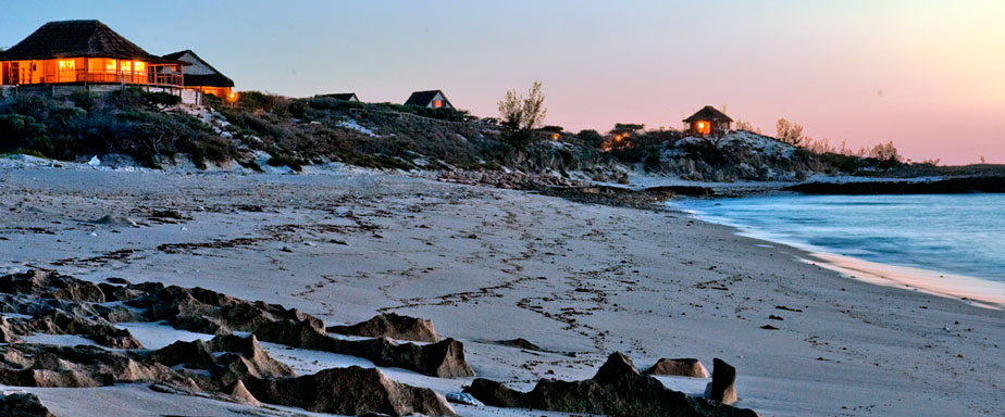 Valahantsaka resort - view of the restaurant by the sea at sunset